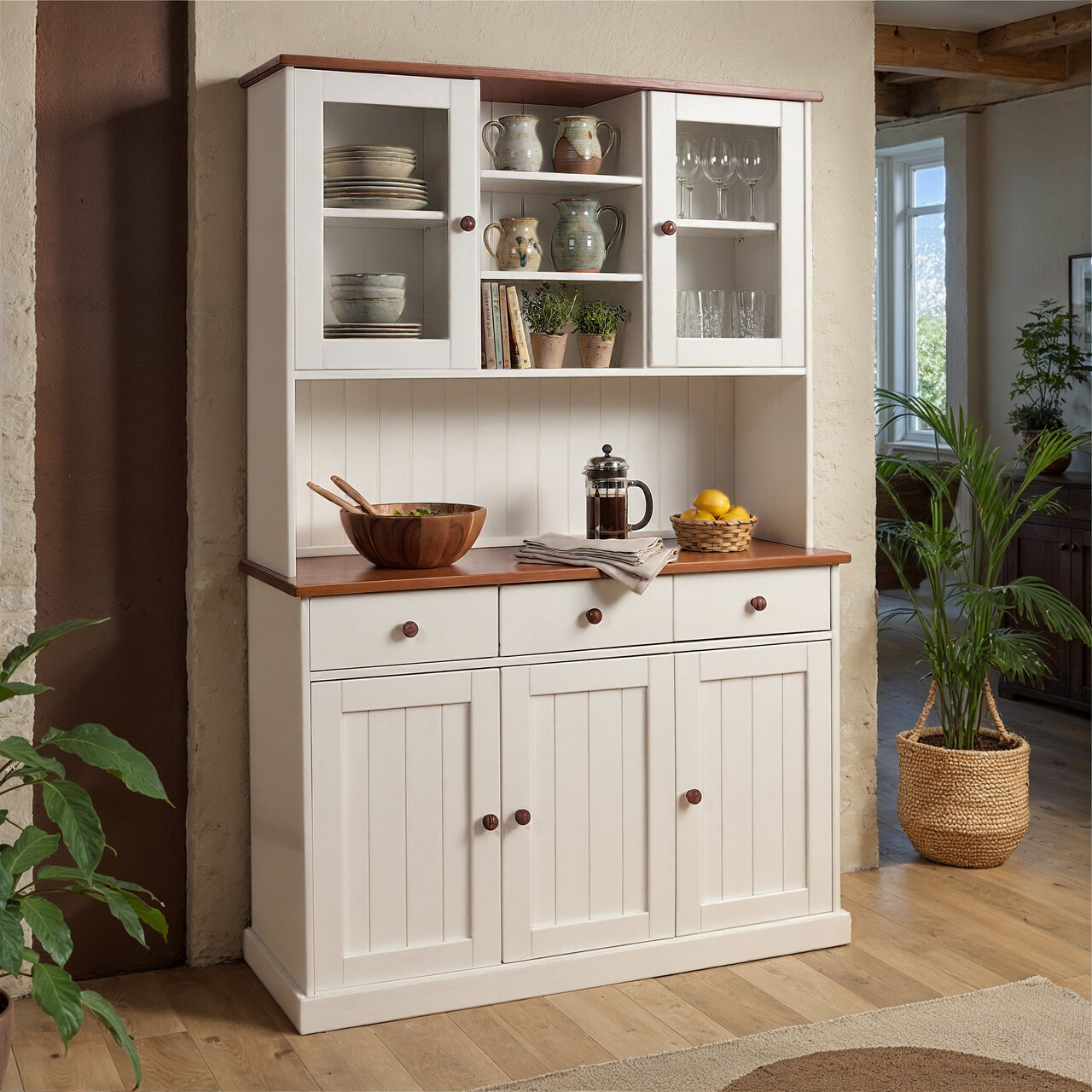Bufet Westerland 6.2 , Inter Link, 131x45x190 cm, lemn, alb/maro sepia - imagine 6